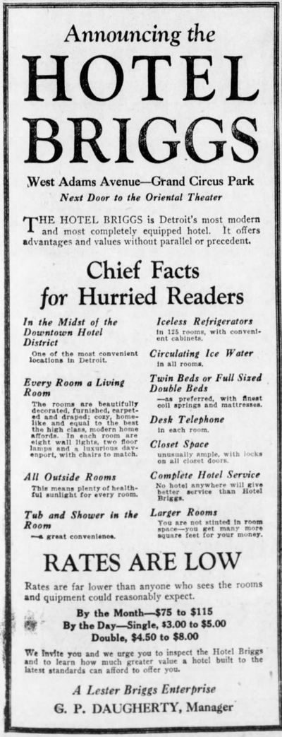 Hotel Briggs - Feb 9 1929 Opening Ad